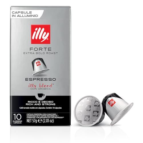 Illy Espresso Compatible Capsules - Single-Serve Coffee Capsules &amp; Pods - Forte Extra Bold Roast - Notes Of Dark Chocolate Coffee Pods - For Nespresso Coffee Machines - 10 Count