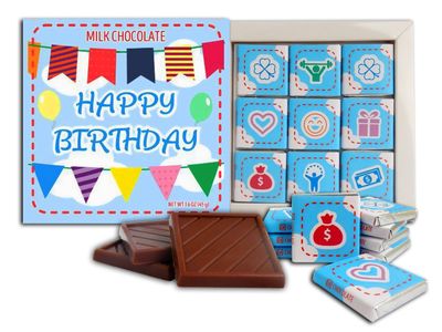 Happy Birthday, Chocolate gift set, 5x5in, 1 box (Blue Prime 0331)