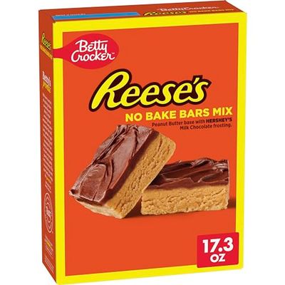 Betty Crocker REESE'S Peanut Butter No Bake Bars Mix With HERSHEYS Milk Chocolate Frosting, 17.3 oz