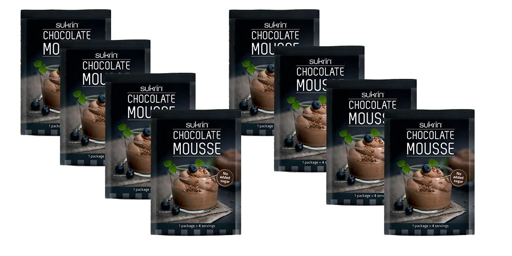 Sukrin Chocolate Mousse Mix - No Added Sugar, Low Calorie, and Low Carb - Keto Friendly and Healthy - No Artificial Colors or Flavors (Pack of 8)