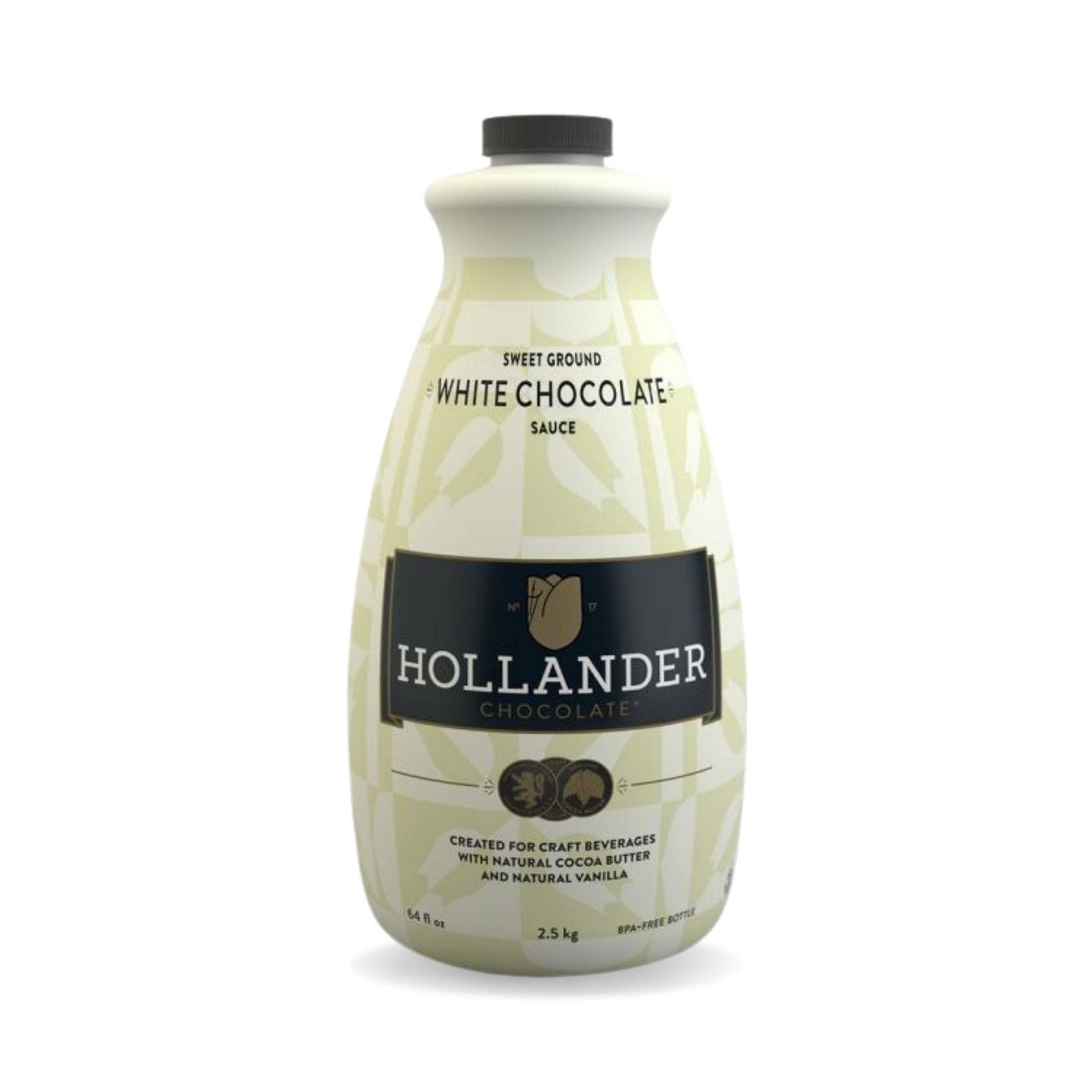 White Chocolate Caf Sauce by Hollander Chocolate Co. | Gourmet White Chocolate Sauce with Real Cocoa Butter for the Professional or Home Barista - Net Wt 91oz / 64 fl. Oz. Large Bottle