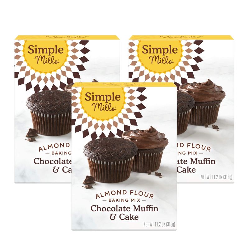 Simple Mills Almond Flour Baking Mix, Chocolate Muffin &amp; Cake Mix - Gluten Free, Plant Based, Paleo Friendly, 11.2 Ounce (Pack of 3)