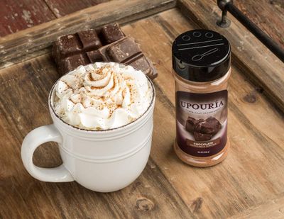 Sunny Sky Upouria Coffee Topping Variety Pack - Chocolate, Cookies N Cream, French Vanilla and Cinnamon with Brown Sugar - 5.5 Ounce Shakeable Topping Jars - (Pack of 4)