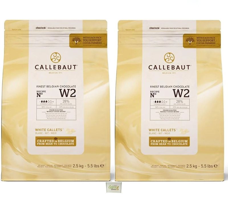 Callebaut Belgian Chocoalte Callets | 2 Pack of 5.51 Bags (2KG) (White Chocolate)