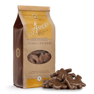 Asher&#39;s Chocolates, Gourmet Chocolate Covered Animal Crackers, Small Batches of Kosher Chocolate, Family Owned Since 1892 (6oz, Milk Chocolate)