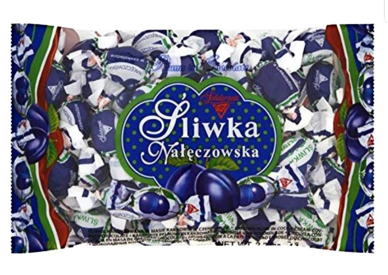 SLIWKA NALECZOWSKA 2.2 LBS CHOCOLATE COVERED PLUMS SOLIDARNOSC POLISH CANDY DELIVERED FRESH WEEKLY