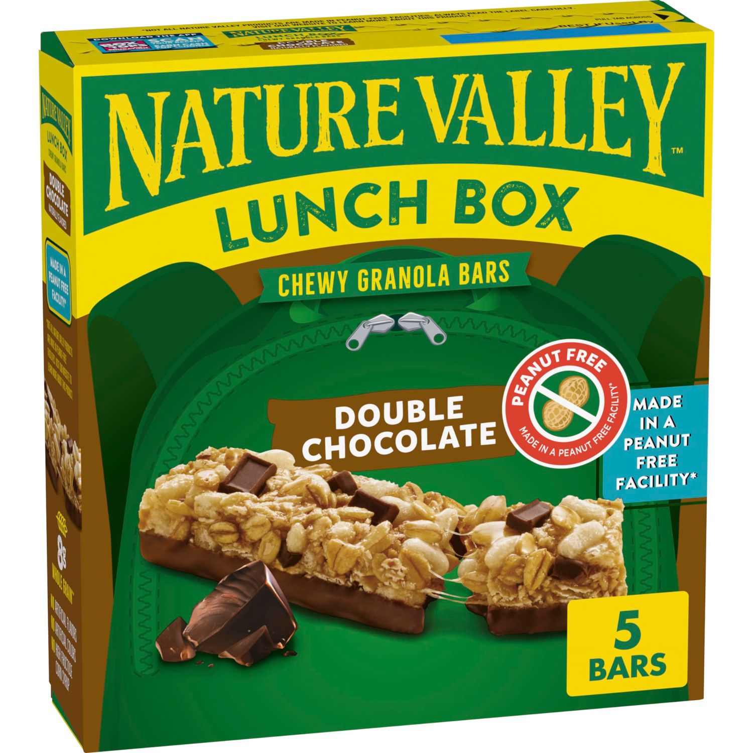 Nature Valley Lunch Box Chewy Granola Bars, Double Chocolate, Peanut Free, 5 Bars, 4.6 oz