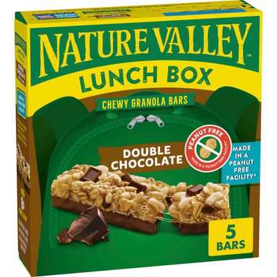 Nature Valley Lunch Box Chewy Granola Bars, Double Chocolate, Peanut Free, 5 Bars, 4.6 oz