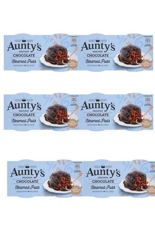 Bundle of 6 - Aunty&#39;s Steamed Chocolate Puddings 6 x 2 pk - 95g ea. - Exp: April 2021- Delivers USA 4 - 6 Days
