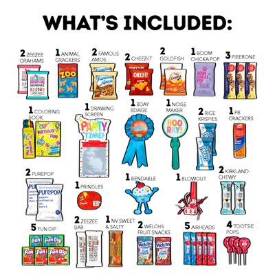 Birthday Care Package (65 Count) Snacks Cookies Chocolate Bar Chips Candy Party Variety Gift Box Pack Assortment Basket Bundle Mix Treat College Students Kids Teens