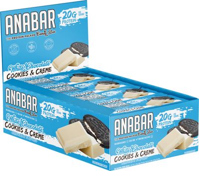 Anabar Protein Bar, The Protein-Packed Candy Bar, Amazing Tasting Protein Bar, Real Food, 20g of Protein (12 Bars, White Chocolate Cookies &amp; Creme)