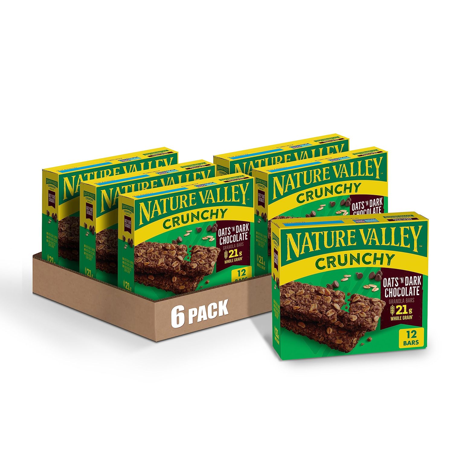 Nature Valley Crunchy Granola Bars, Oats &#39;n Dark Chocolate, 12 Bars, 8.94 OZ (6 Pouches) (Pack of 6)