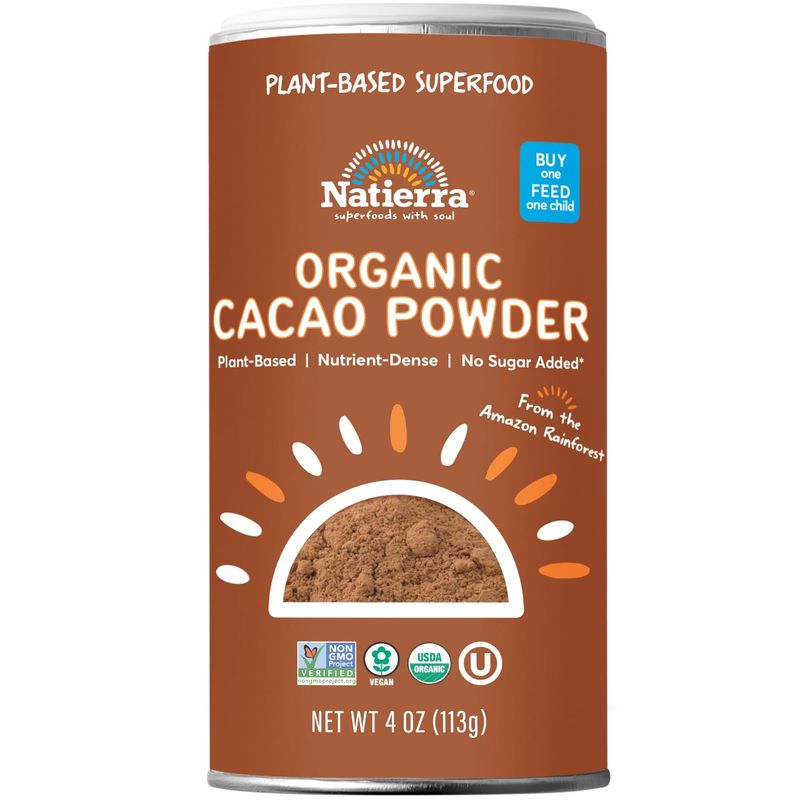 NATIERRA Himalania Organic Cacao Powder Shaker | Non-GMO &amp; Vegan | 4 Ounce
