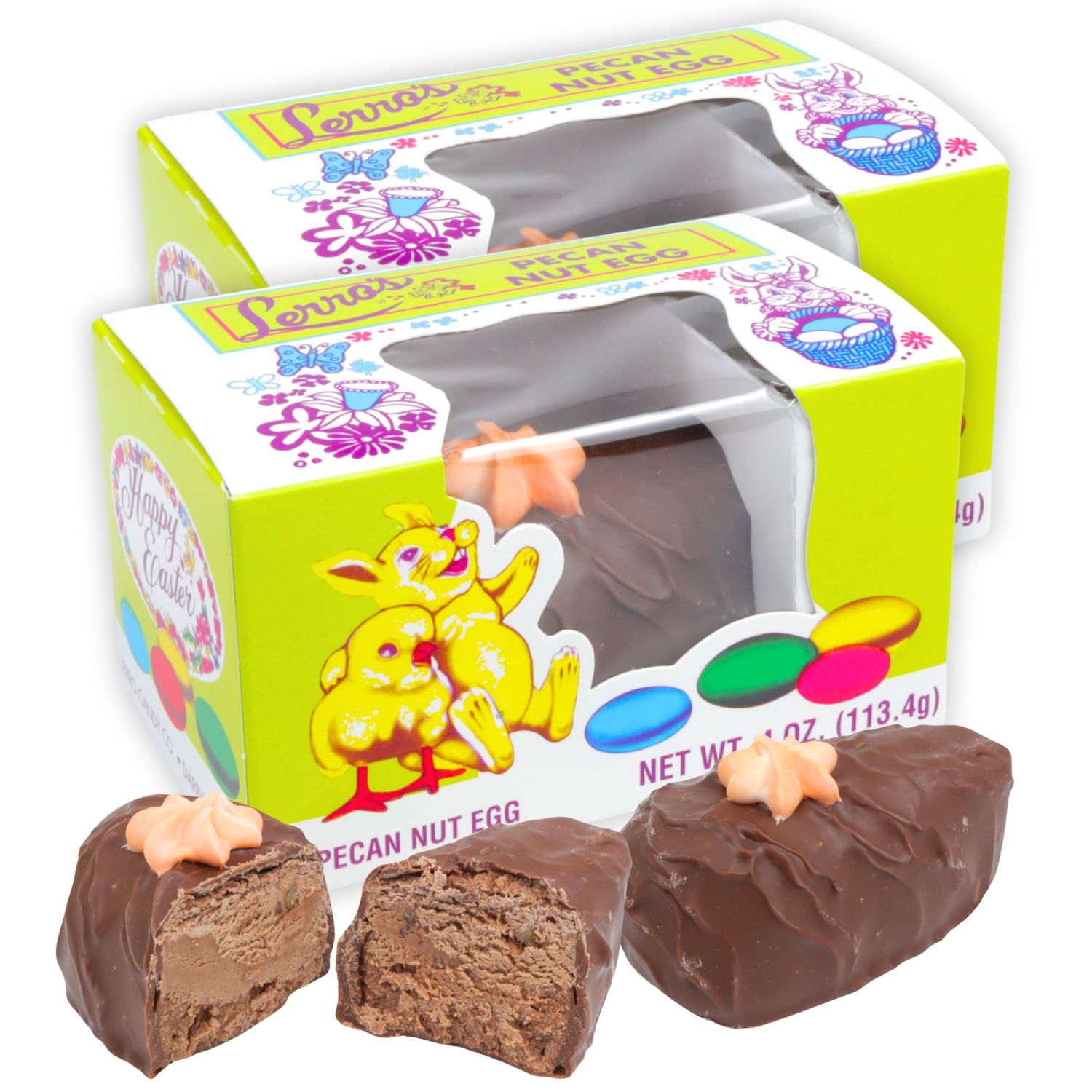 Gourmet Milk Chocolate Pecan Nut Egg, Rich and Crunchy Candy, Easter Basket Fillers, 4 Ounces, (Pack of 2)