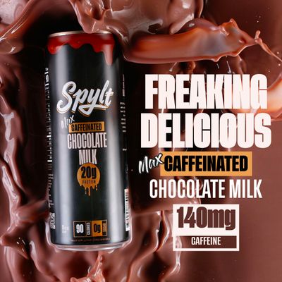 Spylt High Protein Max Chocolate Milk with 140mg Caffeine & 20g Protein - Ready to Drink, Sugar Free, Lactose Free Milk, Perfect for Workout Recovery & Afternoon Pick Me Up Protein Shake - 12 Count