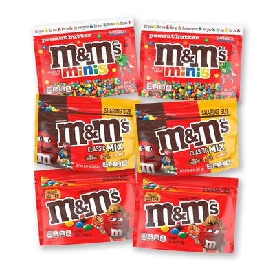 M&amp;M&#39;S Peanut Butter Chocolate Candy Bundle, Contains Peanut Butter M&amp;M&#39;S, Peanut Butter M&amp;M&#39;S Minis &amp; Classic Mix M&amp;M&#39;S Sharing Size Packs, 6-Pack