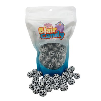 Chocolate Soccer Balls - 1 LB Resealable Stand Up Bulk Candy Bag (approx. 80 pieces) - Individually Wrapped Mini Chocolate Balls - American Soccer Themed Novelty Candy