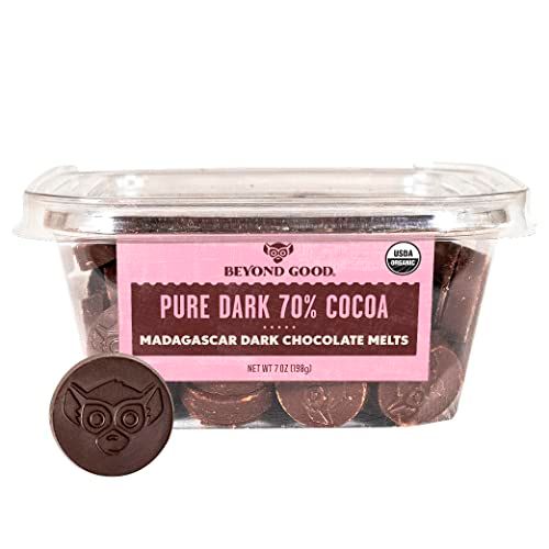 Beyond Good Chocolate | 70% Pure Dark Chocolate Melts, 7oz Pack | Gluten Free, USDA Organic, Direct Trade, Vegan, Kosher, Non-GMO | Single Origin Uganda Chocolate Perfect for Snacking or Baking