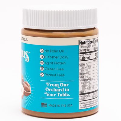 Hazelnut Butter Spread (13 oz), Nutlicious, Spreadable Roasted Hazelnuts with Silky-Smooth Texture, Made in the USA, No Palm Oil, 4g of Protein.