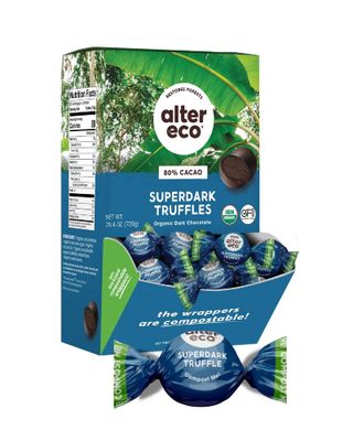 Alter Eco | SuperDark Chocolate Truffles | Pure Dark Cocoa, Fair Trade, Organic, Non-GMO, Gluten Free | 60 Truffles