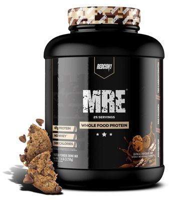 REDCON1 MRE Protein Powder, Oatmeal Chocolate Chip - Meal Replacement Protein Blend Made with MCT Oil &amp; Whole Foods - Protein with Natural Ingredients to Aid in Muscle Recovery (25 Servings)