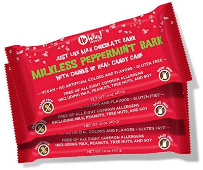 No Whey Foods - Milkless Peppermint Bark (3 Pack) - Vegan &amp; Allergy Friendly Christmas Chocolate- Dairy Free, Nut Free, Peanut Free, Soy Free, Gluten Free