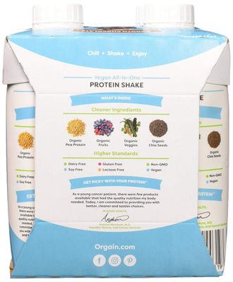 ORGAIN Organic Vegan Complete Nutritional Shake Chocolate, 11 Fl Oz (Pack of 12)