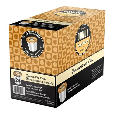 Authentic Donut Shop Blend Chocolate Chip Cookie Single Cup Coffee for Keurig K Cup Brewers, 24Count