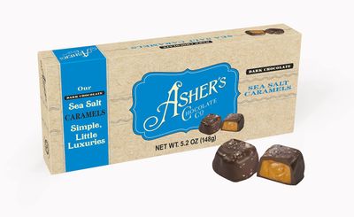 Asher's Chocolates, Dark Chocolate Covered Sea Salt Caramels, Gourmet Sweet and Salty Candy, Small Batches of Kosher Chocolate, Family Owned Since 1892 (Dark Chocolate, Sea Salt)