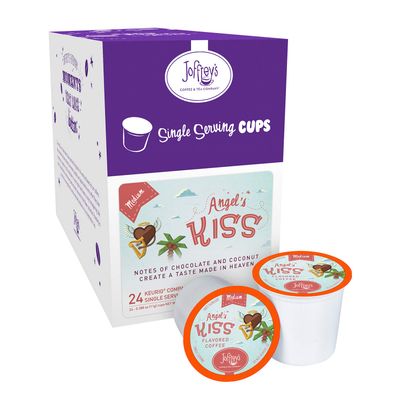 Joffrey&#39;s Coffee - Angel&#39;s Kiss, Flavored Coffee, Artisan Medium Roast, Arabica Coffee Beans, Chocolate &amp; Coconut Cream Flavor, K-Cup 2.0 Compatible (Single Serve Cup, 24 Count)