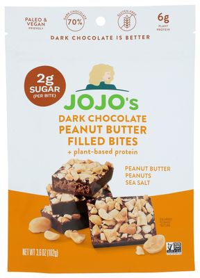 Jojo&#39;s Chocolate Peanut Butter Filled Chocolate Bites, Gluten Free, 3.6 Ounce (Pack of 6)