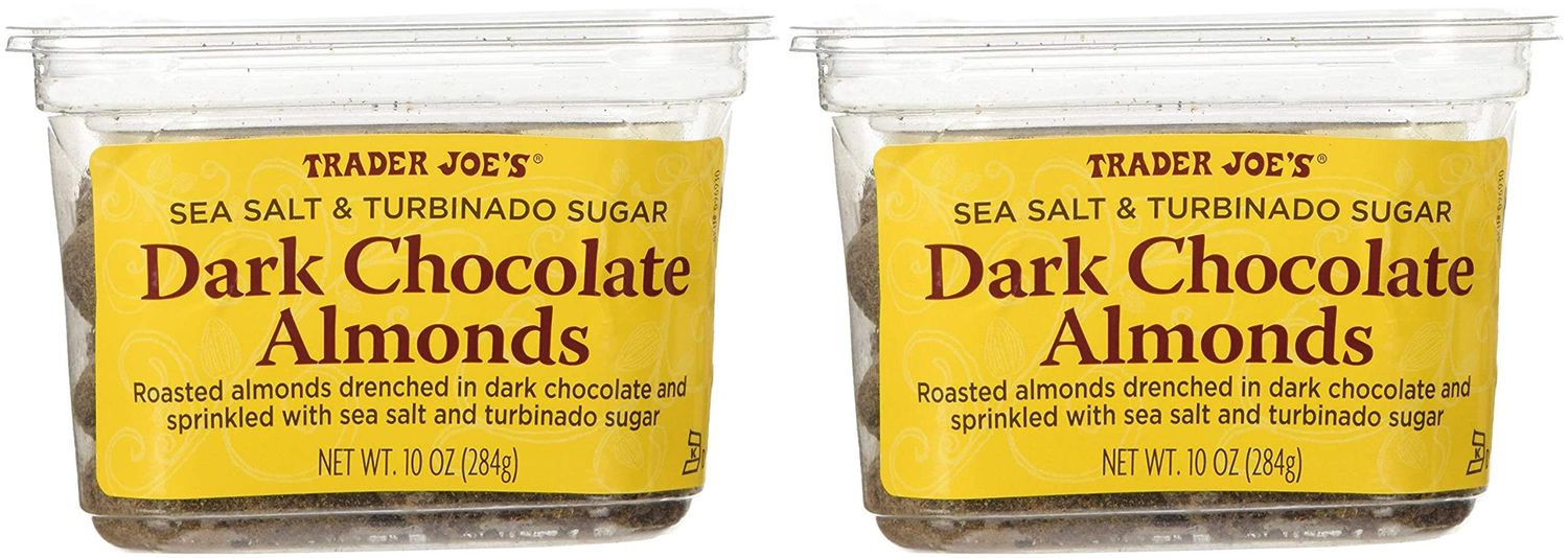 Trader Joe&#39;s Sea Salt &amp; Turbinado Sugar Dark Chocolate Almonds 10 oz Pack of 2