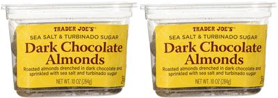 Trader Joe&#39;s Sea Salt &amp; Turbinado Sugar Dark Chocolate Almonds 10 oz Pack of 2