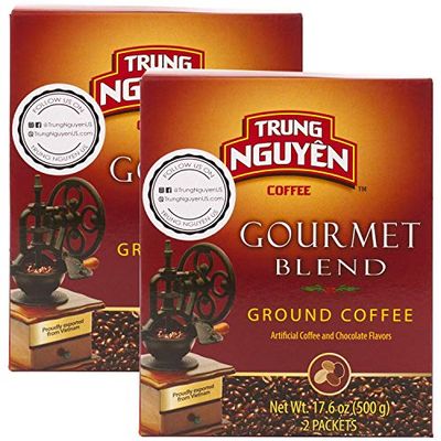 Trung Nguyen - Gourmet Blend - Roasted Ground Coffee Blend - Strong and Bold - Robusta, Arabica, Excelsa, &amp; Catimor - Notes of Chocolate, Spices, &amp; Fruit - Vietnamese Coffee 17.6oz (Pack of 2)
