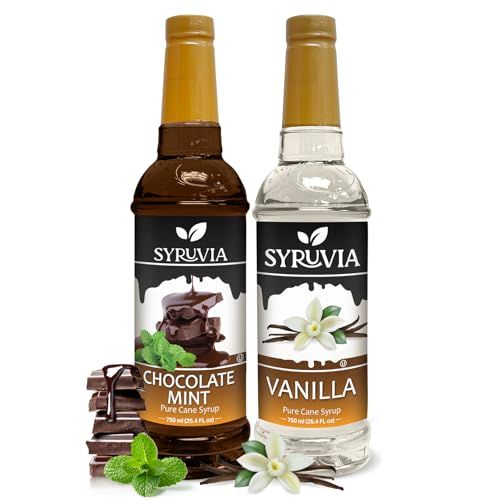 Syruvia Holiday Syrup Variety Pack Chocolate Mint &amp; Vanilla - 25.4oz - 2-Flavor Holiday Gift Set, Gluten-Free, Kosher (2-Pack)