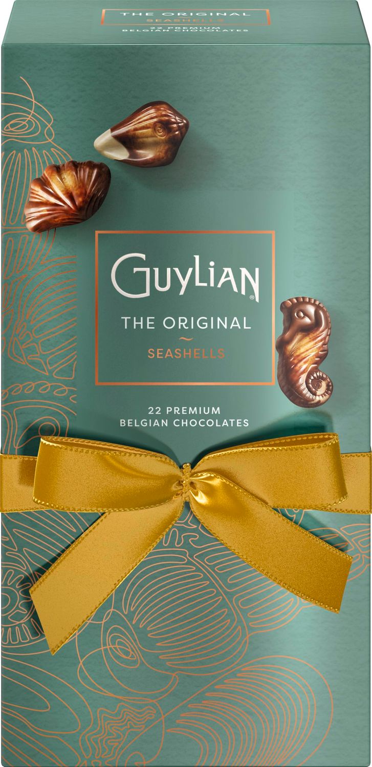 Belgian Dark Chocolate Gift Box, 22 Gourmet Praline Seashells by GuyLian Assorted White, Milk, Dark Chocolate Holiday Candy for Women &amp; Men, 250g