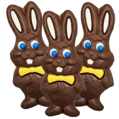 Chocolate Flavored Crispy Bunnies for Easter Baskets, Individually Packaged Solid Bunny 2.5 Ounces (Pack of 3)