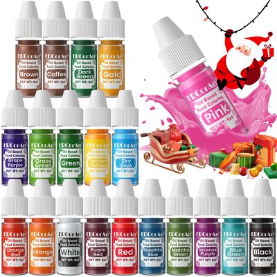 Oil Based Food Coloring for Chocolate - 20 Colors Upgraded Food Coloring, Edible Oil Food Dye for Candy, Cake Decorating, Baking, Fondant, Forsting - 0.25 Fl. Oz
