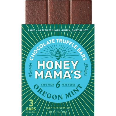 Honey Mama&#39;s, Oregon Mint Chocolate Truffle Bars, No Refined Sugar, Gluten Free, Dairy Free, Soy Free, Paleo, 2.5 Ounce, 3-Serving Bar