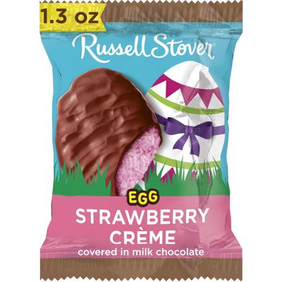 Russell Stover Easter Strawberry Crme Milk Chocolate Easter Egg, 1.3 oz each (Pack of 18)