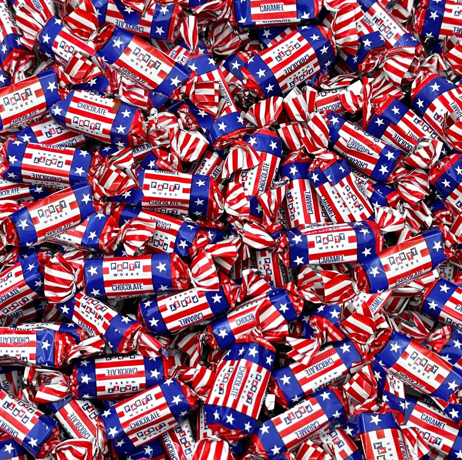 Patriotic Taffy Candy | 2-Pound Bag | USA Flag Colors | Chocolate Flavored Caramels