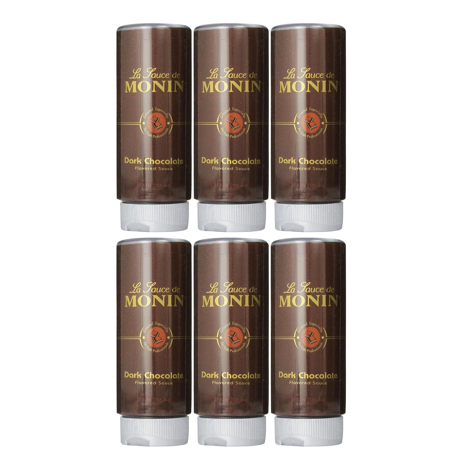 Monin - Dark Chocolate Sauce, Velvety and Rich, Great for Desserts, Coffee, and Snacks, Gluten-Free (12 Ounce, 6-Pack)
