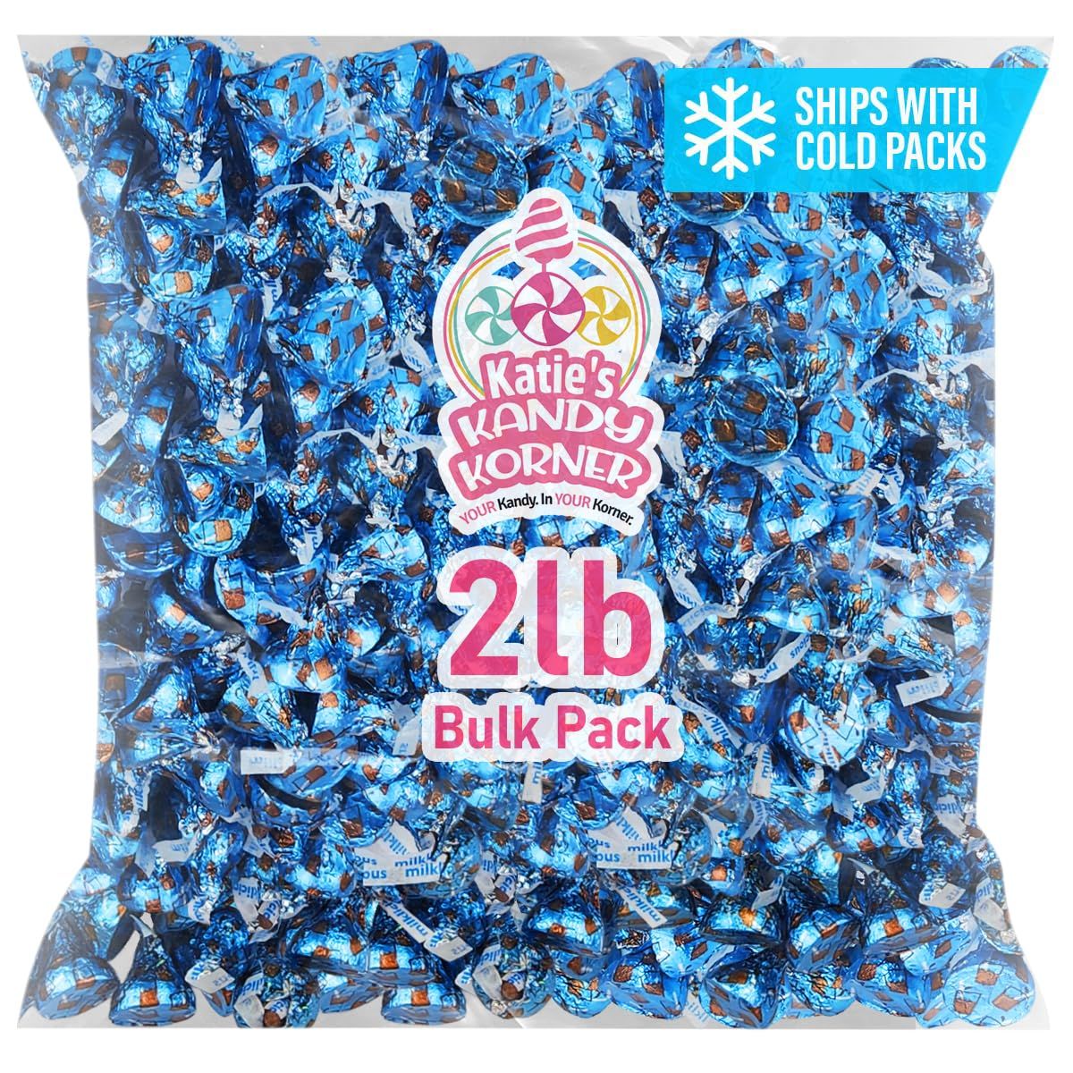 Kisses Milklicious Milk Chocolate with Creamy Choolate Milk Filling Candy Individually Wrapped in Light Blue Foils for Indulgent Experience -Melt-in-Your-Mouth Sensation (2 Lb, Milklicious)