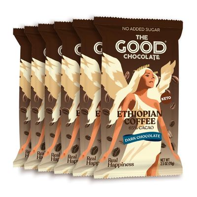 THE GOOD CHOCOLATE - Keto Dark Chocolate Coffee Bars with Zero Sugar &amp; Lower Net Carb - Dark Chocolate Bar that Offers Lower Calorie Chocolate Candy - Keto Snack Low Carb All Natural Non-GMO (6 Bars)