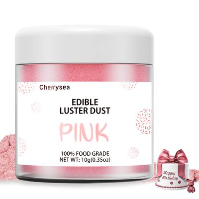 Pink Edible Luster Dust 10 Grams, Food Grade Cake Luster Dust Tasteless Dessert Dusting Powders for Baking Cherrysea Food Coloring Powder for Cupcakes, Cake Pops,Fondant,Chocolate, Candy