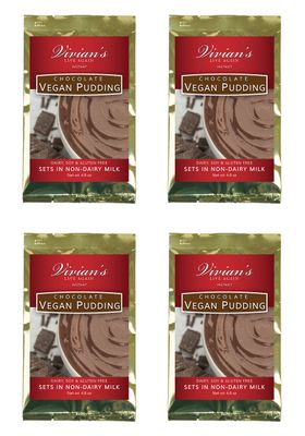 Vegan Chocolate Instant Pudding Mix 4 Pk by Vivian&#39;s Live Again Dairy Free, Soy Free, Gluten Free