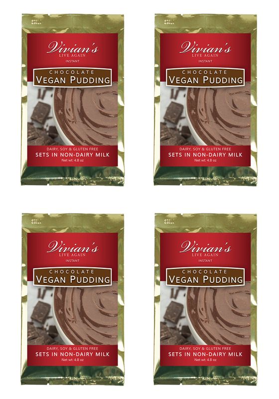 Vegan Chocolate Instant Pudding Mix 4 Pk by Vivian&#39;s Live Again Dairy Free, Soy Free, Gluten Free