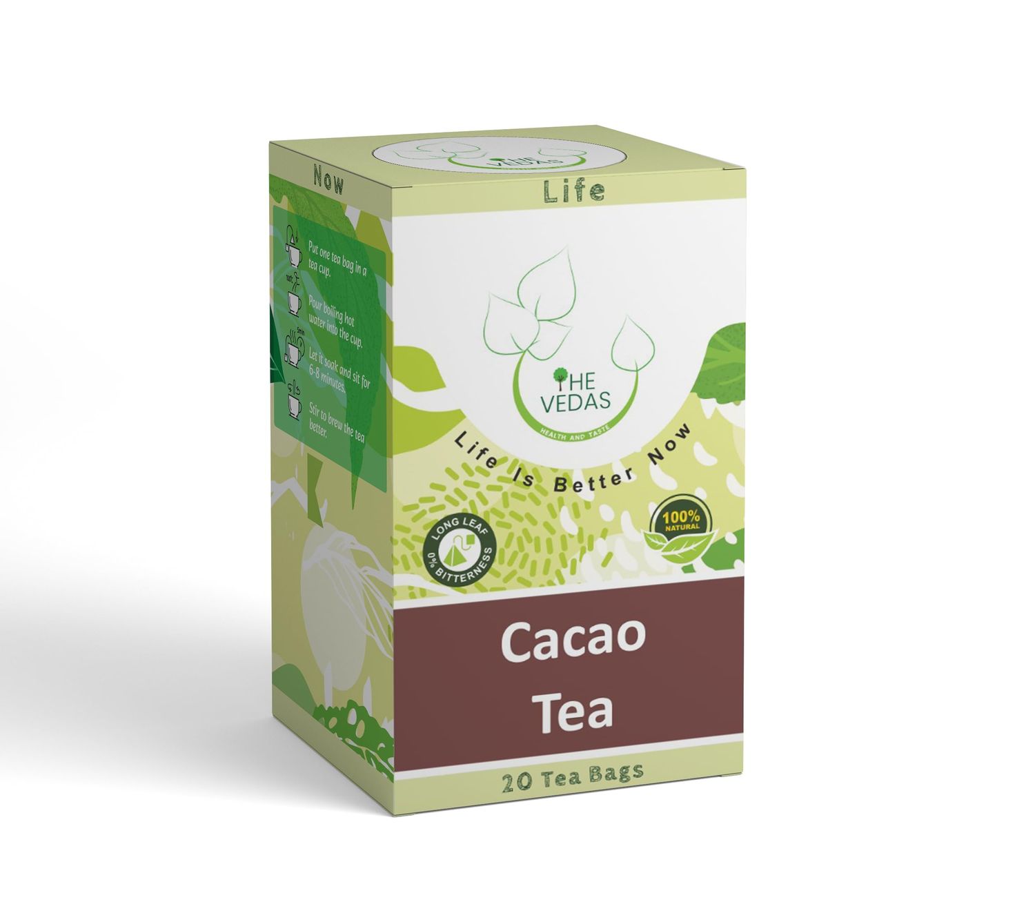 THE VEDAS CACAO TEA | Caffeine Free Herbal Tea | Biodegradable Cotton Teabags | Vegan Chocolate Seed Husks |20 Tea Bags(Pack of 1)