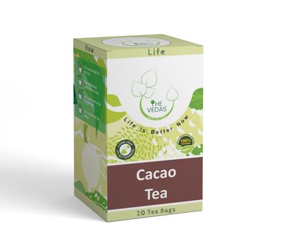 THE VEDAS CACAO TEA | Caffeine Free Herbal Tea | Biodegradable Cotton Teabags | Vegan Chocolate Seed Husks |20 Tea Bags(Pack of 1)