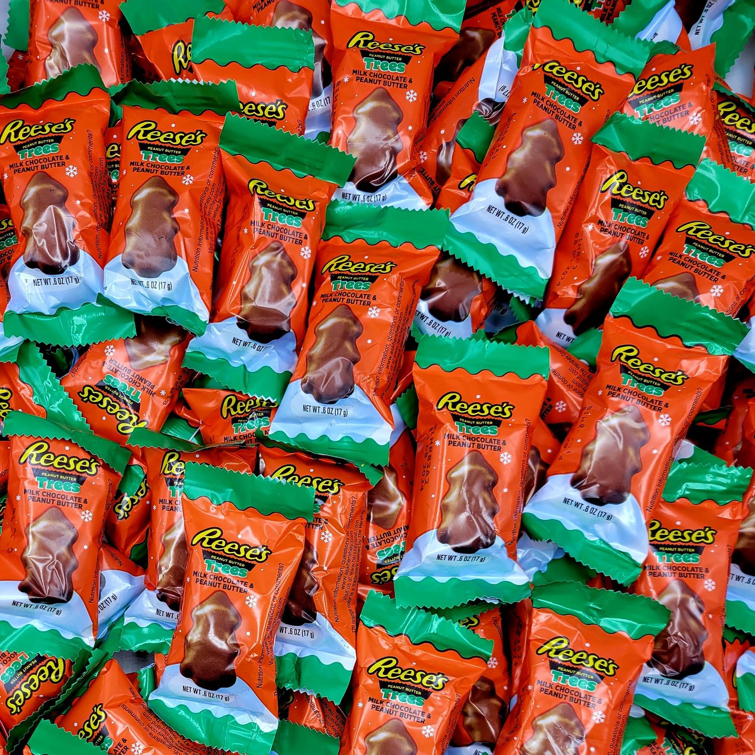 ReesesTree&#39;s Milk Chocolate Peanut Butter Snack Size Trees 0.6oz Individually Wrapped Christmas 3 Pound Bulk Pack of Holiday Candy